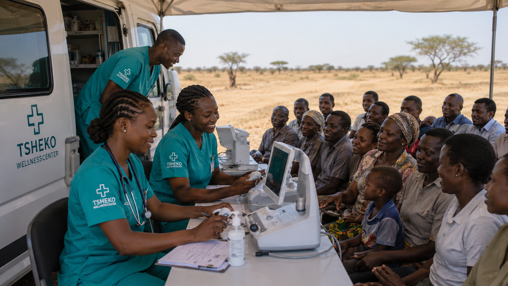 Tsheko mobile clinic serving a South African community